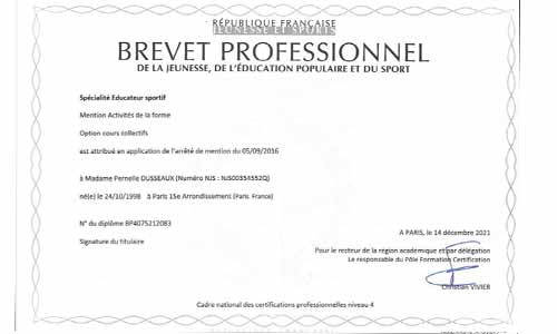 Brevet professionnel en coach sportif